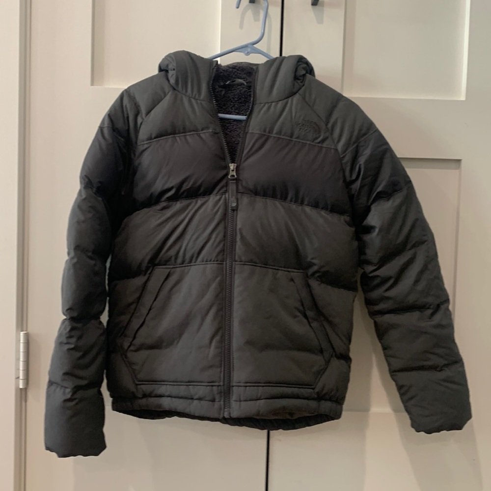 North Face puffy down fleece lined jacket LG 14/16